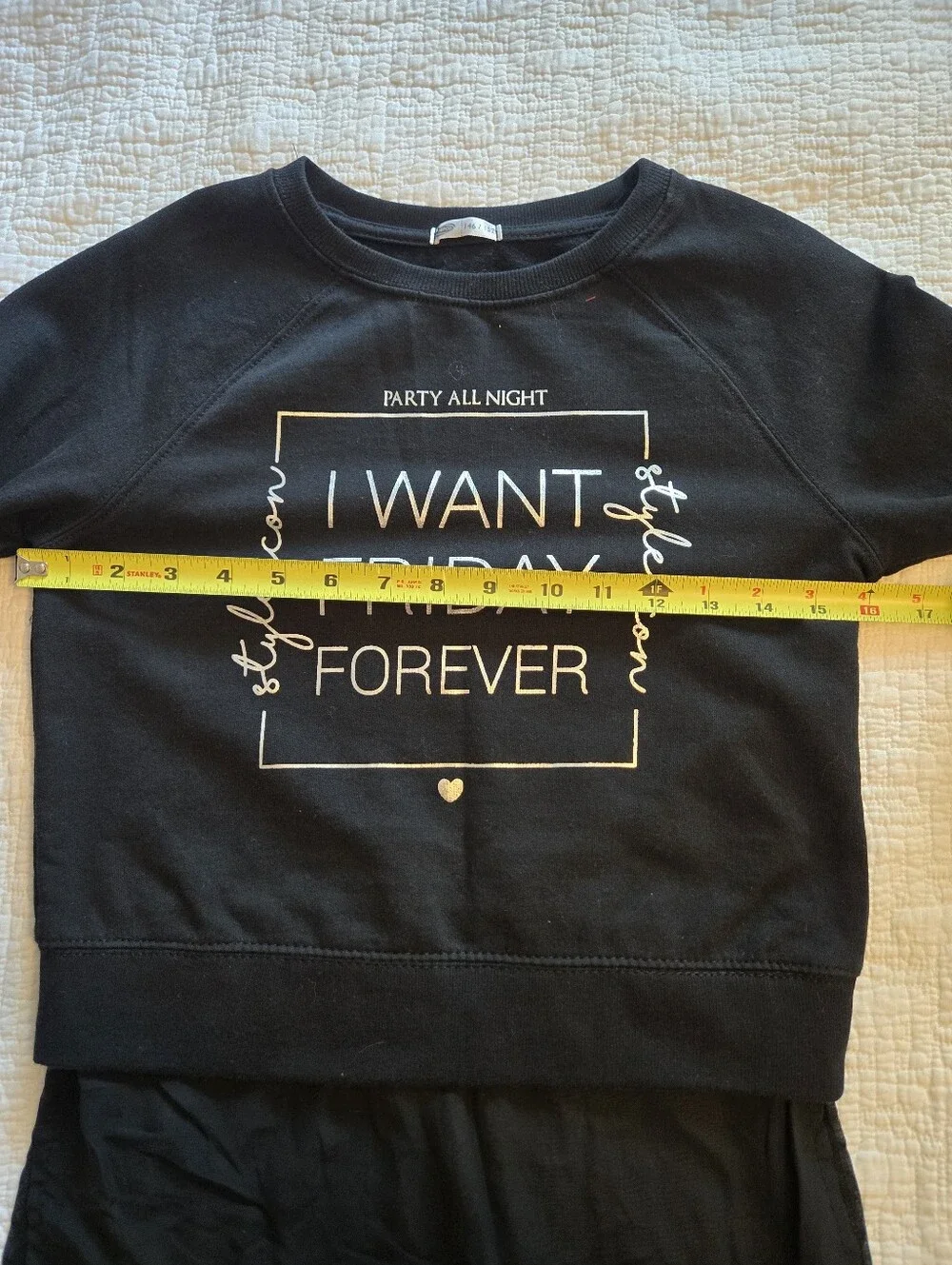 Pepco EU Brand, Girls' Black 'I Want Friday Forever Long Sleeve Top Size 146/152 - Picture 8 of 10